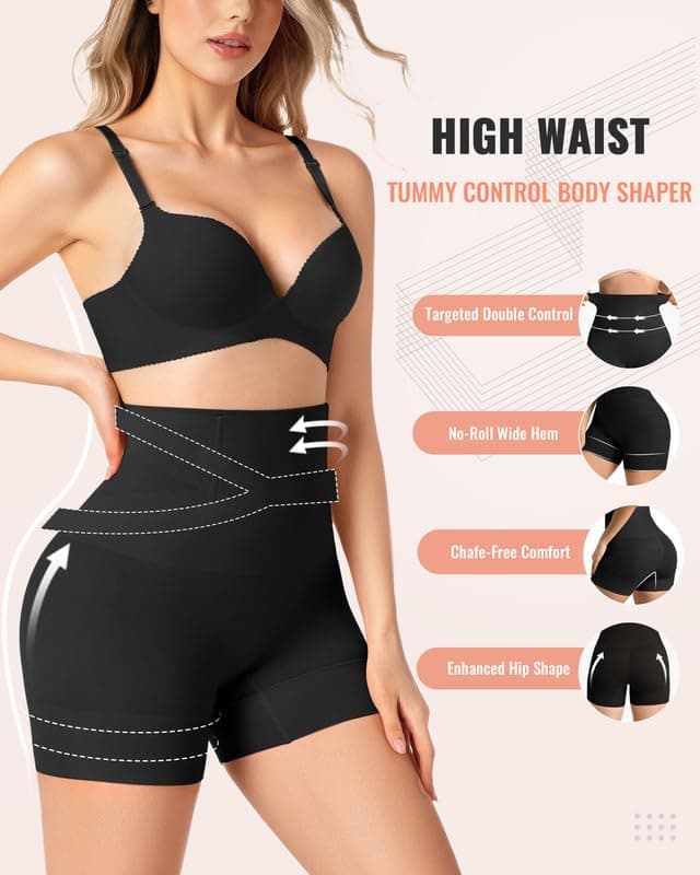 ForeverShaper Shapewear for Women Tummy Control High Waist Body Shaper Thigh Slimmer Butt Lifter Shapewear Shorts Under Dress view 2