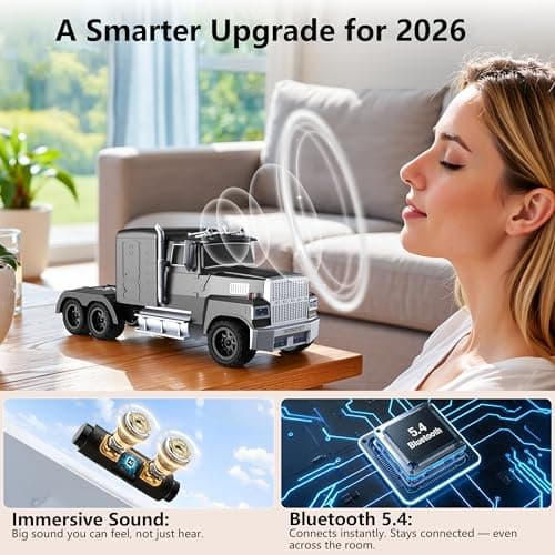 AONOX Cybertruck Bluetooth Speaker, Mini Bluetooth Car Speaker with LED Lights, FM Radio, USB TF Card, TWS Stereo Sound, for Desk Gaming Outdoor, Gift for Car Lovers view 2