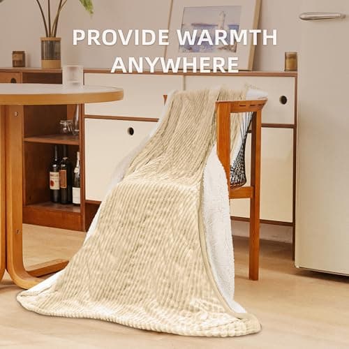 JET'S HOME Heated Blanket 50"x60" - ETL Certified Flannel Electric Blanket Throw Machine Washable Heating Throw with 9 Heating Levels 10 Hours Adjustable Auto-Off (Sandy Beige) view 6