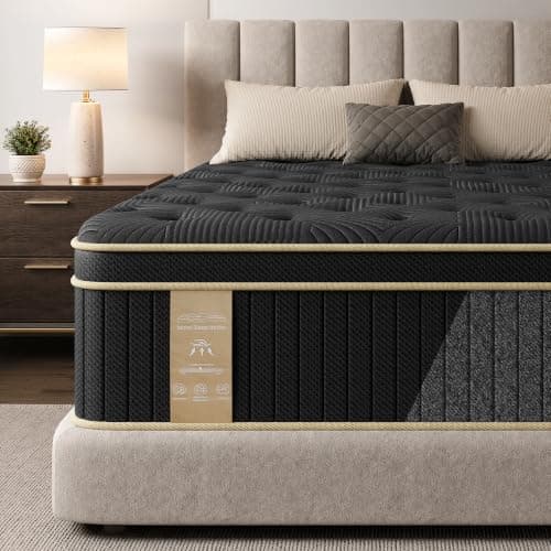 REMIISS Mattress King Size, 12 inch King Mattress in a Box, Hybrid Mattress | Gel Memory Foam & Pocket Coils, Motion Isolation, Breathable Cooling Cover, Back Pain Relief & Edge Support, Medium Firm — image 1