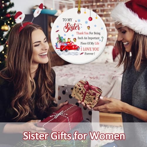 Sister Christmas Ornament 2025, Sister Ornaments for Christmas Tree, Sister, Ceramic White Christmas Sisters Ornament, Sister Gifts for Big Sister Best Friend Soul Sister view 6