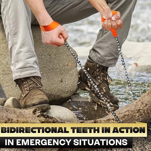 High Limb Rope Saw for Trees – Pocket Chainsaw for Camping, Hiking and Survival Gear, 25″ Stainless Steel Hand Cable Saw with Bi-Directional Teeth for Cutting Branches – Compact Folding Storage Bag view 5