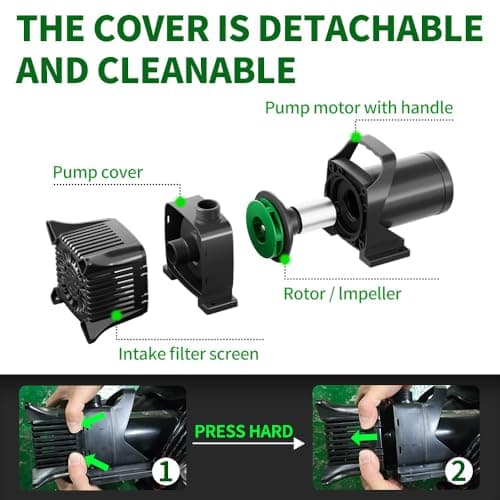 1321 GPH Submersible Water Pump, 100W Pond Pump with Adjustable Water Outlet Water Fountain Pump, Aquarium Water Pump with 13.1FT Lift Height for Pond Waterfall Fish Tank Hydroponic Pond Pumps view 5