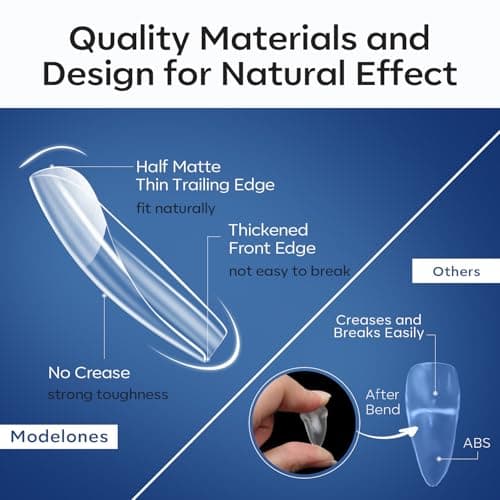 modelones Short Coffin Nail Tips, Pre-shaped Soft Gel Tips Fake Nails False Acrylic Clear Full Cover Press on Extension Kit Gel Manicure DIY at Home 216PCS 12Sizes view 3