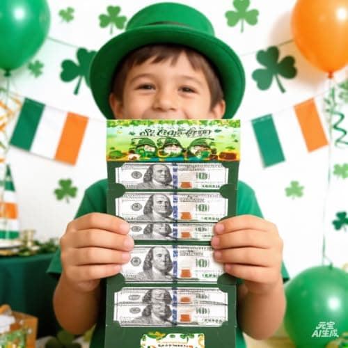 Web Launcher String Shooters St. Patrick's Day Money Holder-10 Slot Cash Envelope Card for Easter, Birthday, Graduation | Creative Gift for Teens, Kids, Adults, Men & Women (Green, 1Pcs) view 2