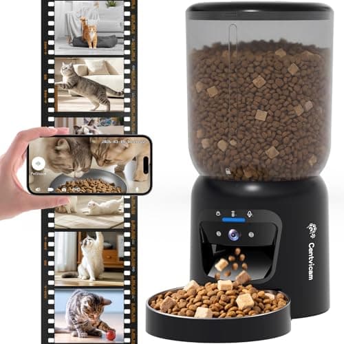 Centvicam Automatic Cat Feeder with 2K HD Camera: 5G WiFi Automatic Dog Feeder with Night Vision, Auto Cat Food Dispenser with 6L Large Food Storage for Multiple Pet, Detachable for Easy Clean -24 Cup — image 1