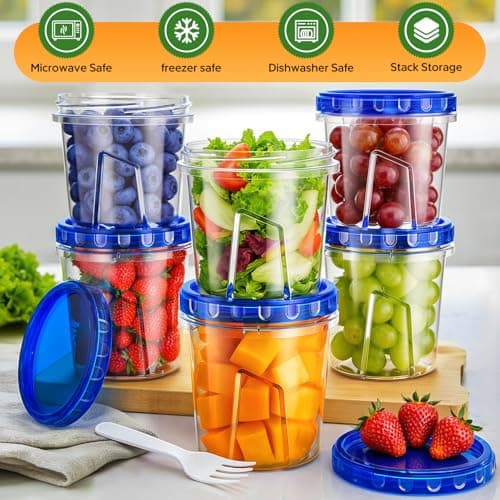 Freezer Storage Containers, [6 Pack-24 Oz] Airtight Plastic Food Storage Containers with Twist Top Lids, Soup, Meal Prep Containers | BPA Free | Stackable | Leakproof | Microwave/Dishwasher Safe view 6