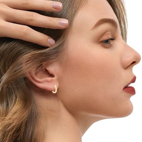 Gold Hoop Earrings for Women, 14K Gold Plated Hoop Earrings Fashion Lightweight Hypoallergenic Gold Earring Jewelry Thanksgiving Themed Earrings, Christmas Party Gift view 4