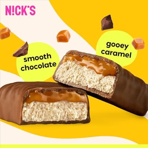 N!CK'S Protein Bars Chocolate Caramel, 12-Count Box (12 bars x 50g) | Protein-Packed Snack, Low Calories, Low Carbs, Keto Friendly, No Added Sugar view 4