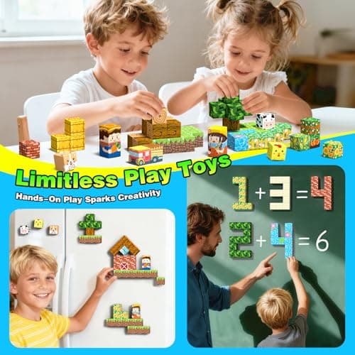 Mini Magnetic Blocks, Magnet Building Cubes, Farm Animal Travel Outdoors Toys with Portable Iron Box, STEM Montessori Sensory Educational Toys for Toddlers, Gift for Kids Ages 3-8 Boys & Girls view 4