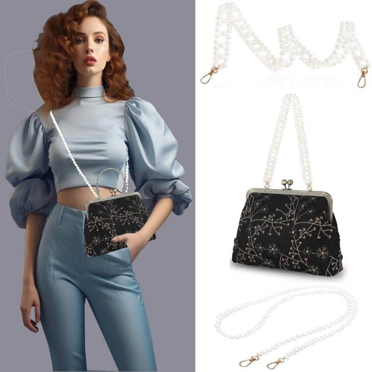 Abuyall Floral Top-Handle Handbag, Kiss Lock Evening Bag for Women, Vintage Handbag | Floral, Kiss Lock, Vintage view 2