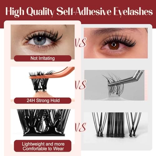 Higu clace Self Adhesive Eyelashes Volume Pre Glued lash clusters kit Mix 10-16mm, Preglued Eyelash No Glue Needed Easy to Use, DIY Eyelash clusters(AD11) view 5