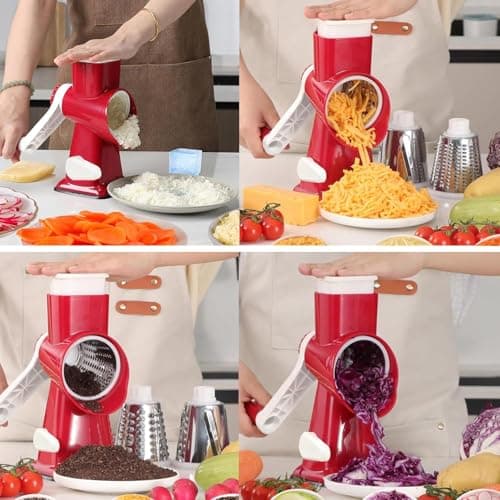 KalraMay Rotary Cheese Grater with Handle, Multifunctional Cheese Shredder | Multifunctional Shredder,Strong Suction Cup Base,Fast and Efficient Cutting,Detachable Parts,Safe Operation,Easy to Rinse view 3
