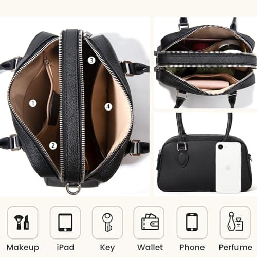 Genuine Leather Handbag for Women, Small Top Handle Satchel Crossbody Purse with Adjustable Strap, for Travel Daily Fashion view 4