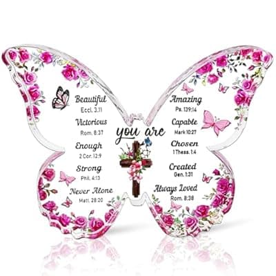 YXOTJHS Christian Gifts for Women, Butterfly Inspirational Gifts for Friends, Religious Spiritual Gifts for Her Mom Girl Coworker Sister, Birthday Gift for Women - Acrylic Plaque