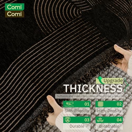 ComiComi Washable Couch Covers for Sofa Soft Brown Geometric Chenille Sofa Covers for 3 Cushion Sectional L Shaped Pet-Friendly Couch Cover Blanket Anti Scratch with Tassles 71" x 150" view 2