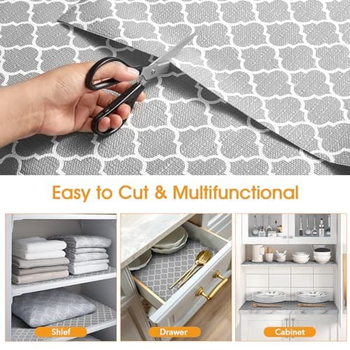 Shinlendid Shelf and Drawer Liner for Kitchen Cabinets Non-Adhesive, Strong Grip Non-Slip Thickened Cabinet Liners for Shelves, Waterproof Mats for Dresser Cupboard, Gray, 12 in x 10 Feet view 5