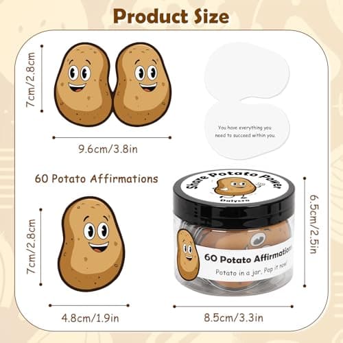 Dalycro Potato Affirmations Cards in A Decorative Jar, 60 Positive Messages for Daily Support, Inspirational Potato Gifts for Women Men Coworker (Potato) view 2