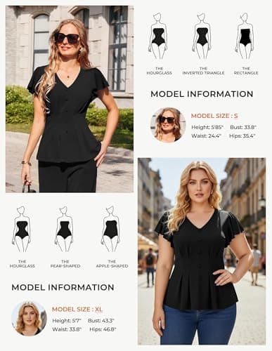 GRACE KARIN Summer Blouses for Women Dressy Casual, 2026 Ruffle Sleeve Peplum Tops, Business Work Shirt Fashioin Clothing view 6