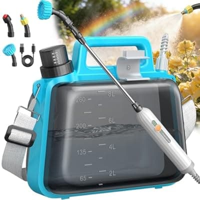 Battery Powered Garden Sprayer 2 Gallon, Electric Pump Sprayer with 3 Mist Nozzles, Rechargeable Handle, Telescopic Wand, Adjustable Strap, Water Spray Weed Sprayer for Lawn, Garden, Yard, Plants