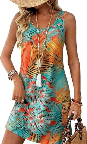 WEESO Summer Dresses for Women Tank Casual Sleeveless Casual Mini Fashion Beach Vacation Dresses with Pockets — image 1