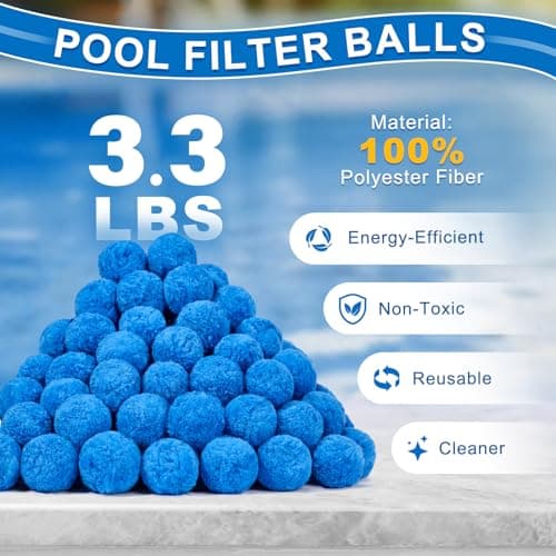 TTQ Pool Filter Balls for Sand Filter Systems, 3.3 Lbs Reusable Polyester Fiber Filter Media, Blue Filter Balls for Above Ground and Inground Pools view 3