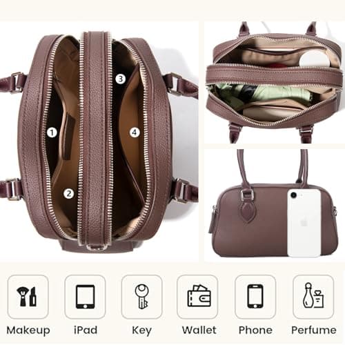 Genuine Leather Handbag for Women, Small Top Handle Satchel Crossbody Purse with Adjustable Strap, for Travel Daily Fashion view 4