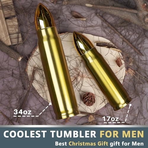 Funslive Birthday Gifts for Men - 34 oz Gold Tumbler Cup - Fishing Hunting Camping Mens Gift Ideas - Gifts for Men Who Have Everything - Dad Men Husband Him - Mens Easter Stocking Stuffers 2026 view 3