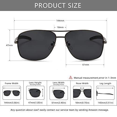 SUNGAIT Men's Polarized Square Aviator Sunglasses Durable Metal Frame for Fishing Driving Golf 100% UV Protection view 4