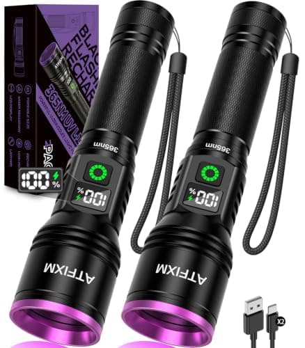2Pack Black Light UV Flashlight Rechargeable — image 1