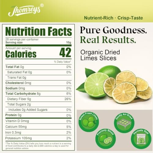 Organic Dehydrated Limes Slices Cocktail Garnish Dried Fruits Sugar Free Dry Fruit for Drinks Smoothies Cooking Tea Pie Baking Decoration Candle Craft Decor, Non GMO Gluten Free & Vegan 10 oz view 2