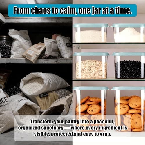 Tenrry Airtight Food Storage Containers 5-Piece Set, BPA-Free Plastic Kitchen Canisters with Secure Snap Lock Lids for Cereal, Pasta, Snacks, Flour & Pantry Organization view 7