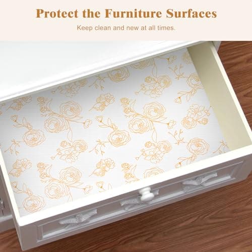 Shelf Cabinet Liner for Kitchen- Non Adhesive Drawer Liner Refrigerator Liner, Premium Waterproof Shelf Paper Protect Surface, Non Slip Easy to Clean Durable EVA Material, Roses, 11.8 in x 20FT view 4