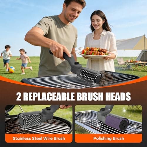 YEYES Electric Grill Brush for Outdoor Grill - Cordless Rechargeable BBQ Cleaner with 7-Angle Adjustable Head, 2600mAh Power Rotary Grill Cleaning Brush for Gas Charcoal Grates (Gray) view 6