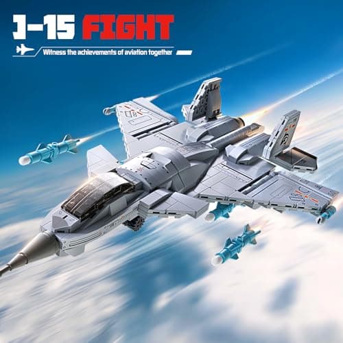 J-15 Fighter Jet Building Kit, 577PCS Military Aircraft Model for Boys 8–12, Army Airplane Toy with Foldable Wings & Tail, Clear Cockpit, Dual-Engine Jet, STEM Construction Blocks for Teens & Adult view 4