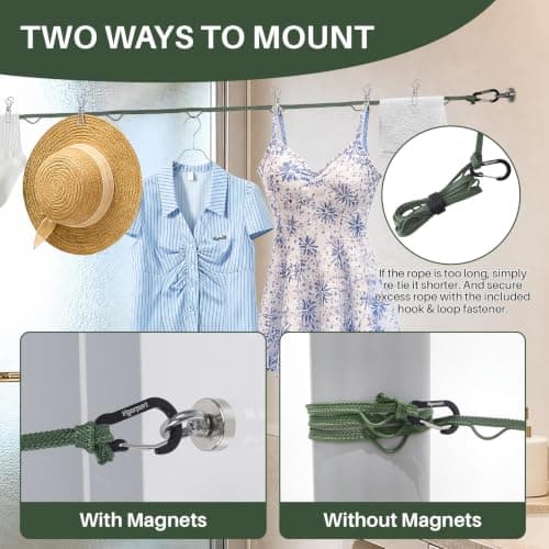 Vigorport Camping and Travel Clothesline, Clothes Line with Hang Loop Lightweight, portable clothesline attaches quickly with included hooks and storage pouch for camping, touring, and travel view 6