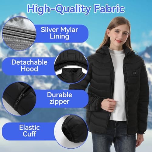 CHANGEOWN Heated Jackets for Women & Men with Battery, 15 Heating Zones, Dual Control Heating Coat for Winter Outdoor view 4