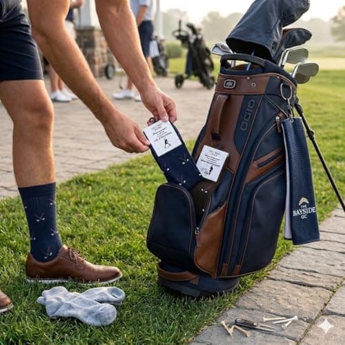 Frepstudio Funny Golf Socks for Men - 2 Pairs Pack Crew Socks - Golfing Gift for Dad Grandpa Husband, Humor Christmas Birthday Father's Day Gag Gifts, Size 9-12 view 3