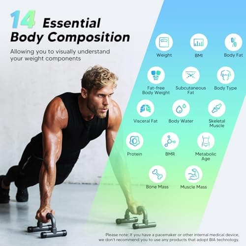 Arboleaf Smart Scale with BMI, Body Fat, Muscle Mass, 14 Composition Metrics, Large LED Display, Digital Bathroom Scale for Weight, Accurate Weighing Machine, App Sync, 500lbs, 11.8" view 4