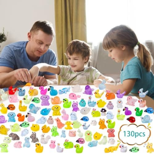 130 Pcs 50 Styles Mini Resin Figures ， Solid Color & Glow in The Dark view 3