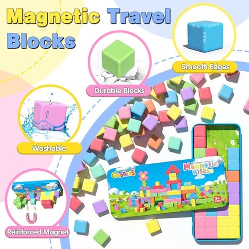 Goodtiles Mini Magnetic Blocks, Travel Outdoor Toys for Kids Ages 3-5 4-8, Magnet Cubes with Iron Box, STEM Montessori Sensory Building Toys, Ideal Gifts for Toddlers Boys Girls Birthday view 4