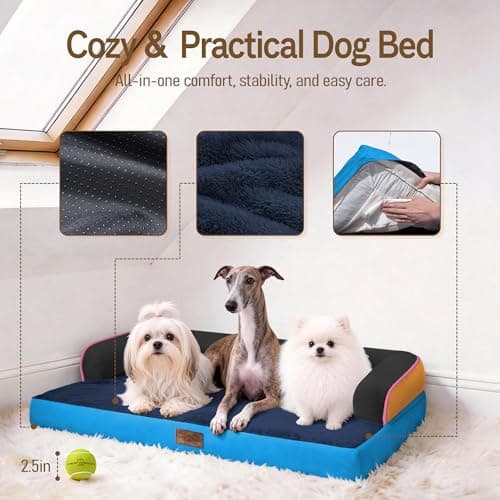 Comfort Expression Extra Large Dog Bed Orthopedic - XL Orthopedic Dog Beds Waterproof Pet Couch Memory Foam Sofa Bolster with Removable Cover - 42 x 30 view 4
