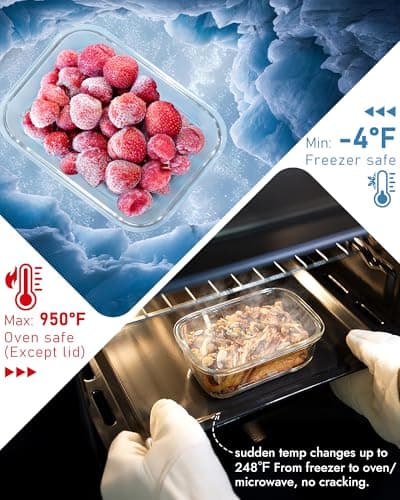 BOROHOUSE 12-Pack Glass Containers with Tempered Lids – Borosilicate, Oven-Safe(-4°F~950°F), Airtight, BPA-Free, Multi-Size for Meal Prep, Dishwasher Safe (Gray) view 4