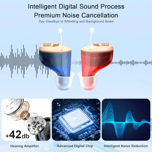 True Hearing Aids for Seniors Hearing Loss with Noise Cancelling Invisible Rechargeable Hearing Aid with Magnetic Charging Box view 3