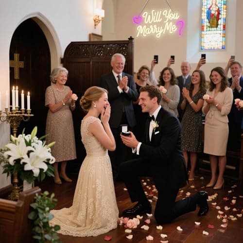 Will You Marry Me Sign,USB Powered Marry Me Light Up Letters with Dimmer and Sticky Hook, Wall Decor Neon LED Signs for Marriage Proposal Valentine's Day Decorations15.75 x 9.45 inch view 3