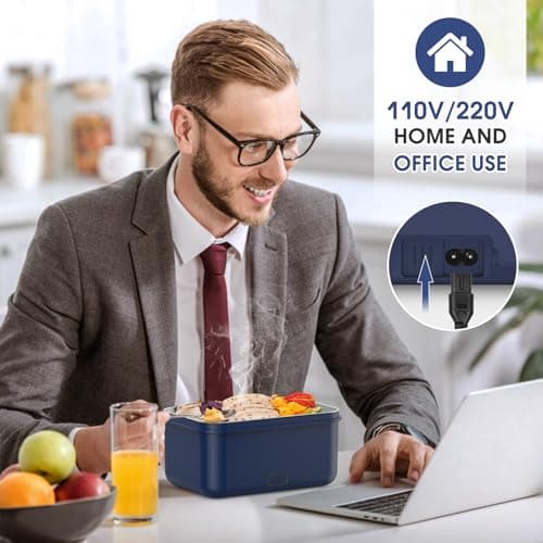 Carsolt Electric Lunch Box Food Heater Upgrade 3 in 1 Portable Food Warmer 100W Leakproof Heated Lunch Box for Adults Car/Truck/Office with 1.8L SS Container Fork Spoon Carry Bag, 12V/24V/110V view 5