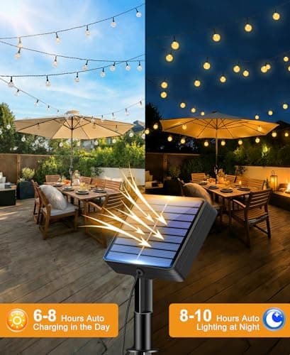 btfarm 2 Pack Solar String Lights Outdoor, Total 98FT 100 LED Crystal Globe | IP65 Waterproof Solar Powered Patio Lights, 8 Lighting Modes for Garden Balcony Yard Porch Party Christmas Decor, Warm White view 3