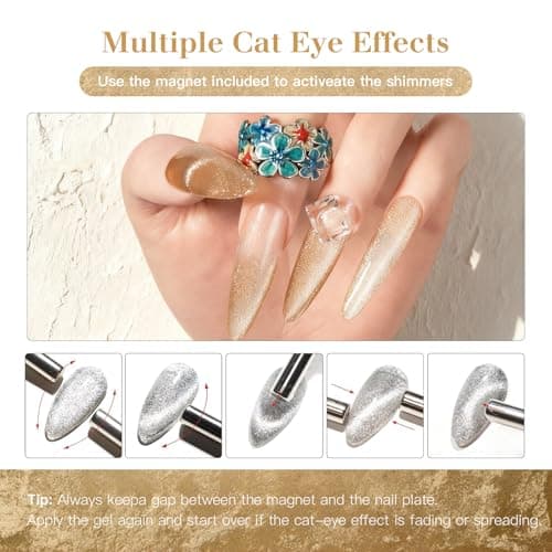 SAGEBIO 15ml Cat Eye Gel Nail Polish with Magnet Stick – Glitter Holographic Magnetic Gel, DIY Manicure Kit for Home Use, Long-Lasting Nail Art, Cat Eye-366 view 6