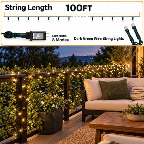 100ft Warm White String lights for Christmas view 2