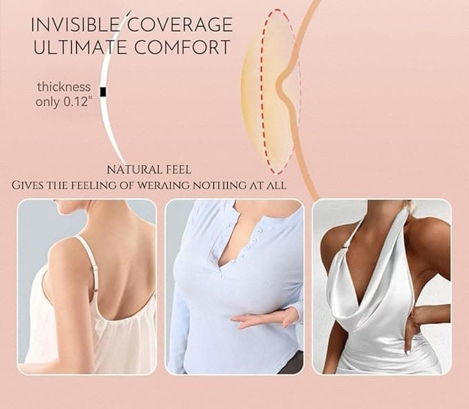 MSGBLAI Nipple Cover 2 Pairs-Sticky Adhesive Silicone Nipple Pasties Reusable Pasties for Woman with Travel Box Creme view 5